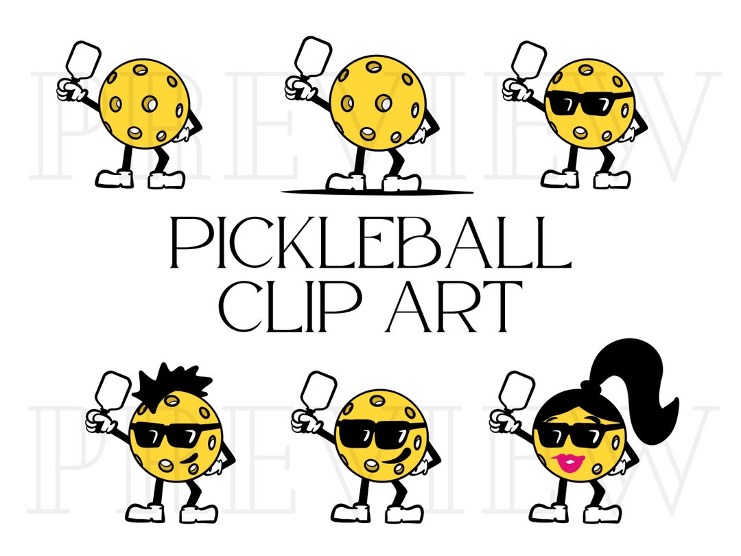Funny Pickleball Clip Art for Commercial Use PNG Files Yellow