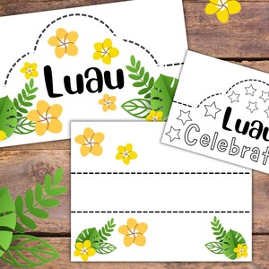 Luau Party Crowns in Color and Colorable Cut Outs Digital Download for a Hawaiian Luau Crown for Kids and Teachers EOY Party Center