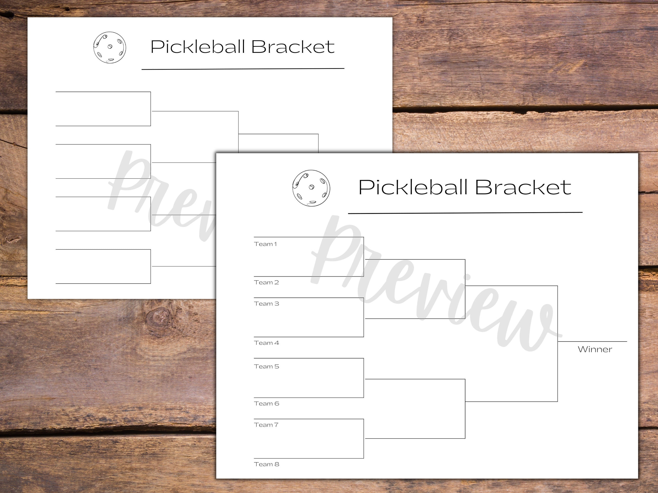 Pickleball Scorecard and Bracket Bundle With Tournament or Etsy Canada