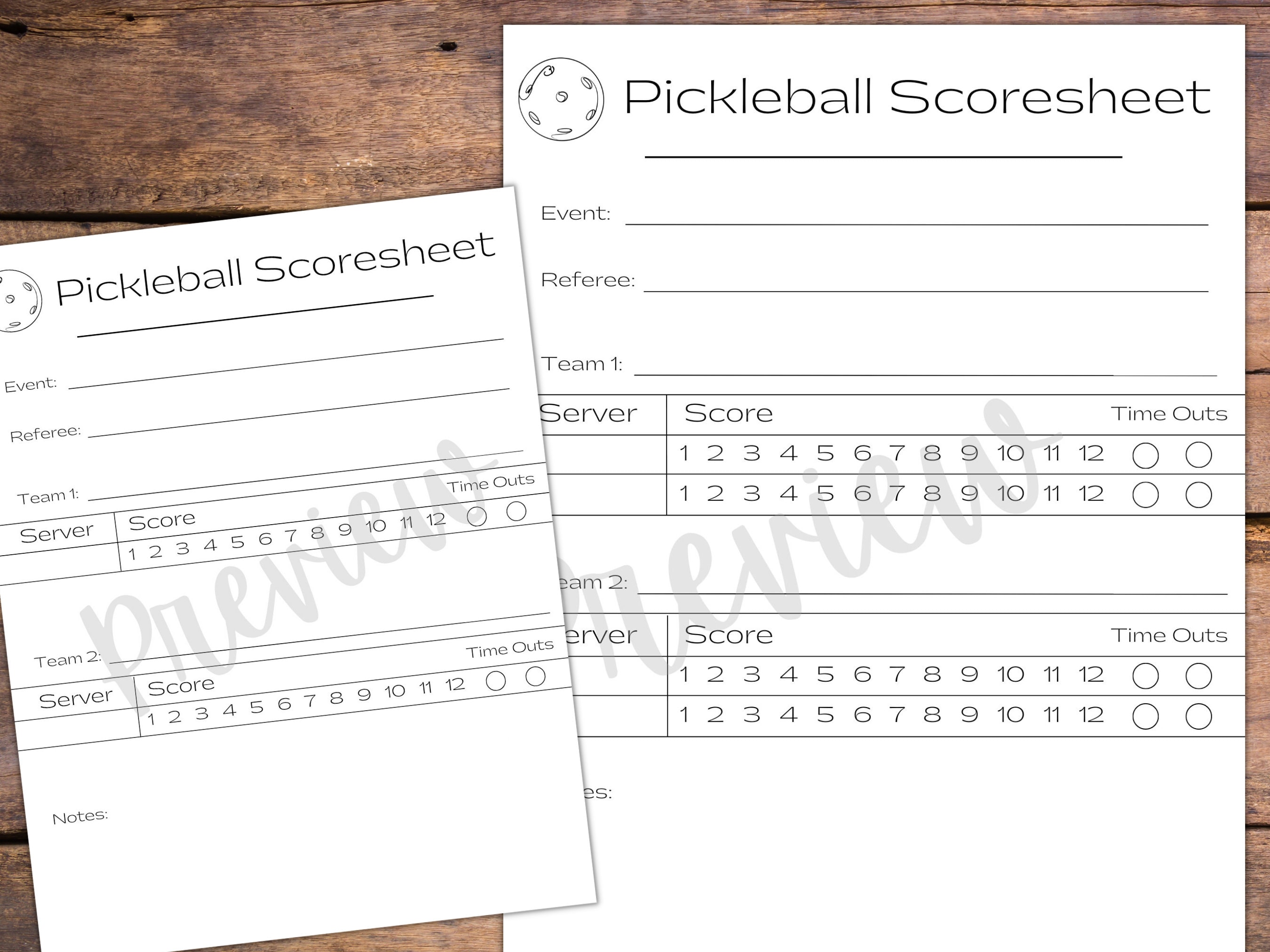Pickleball Scorecard and Bracket Bundle With Tournament or Etsy Canada