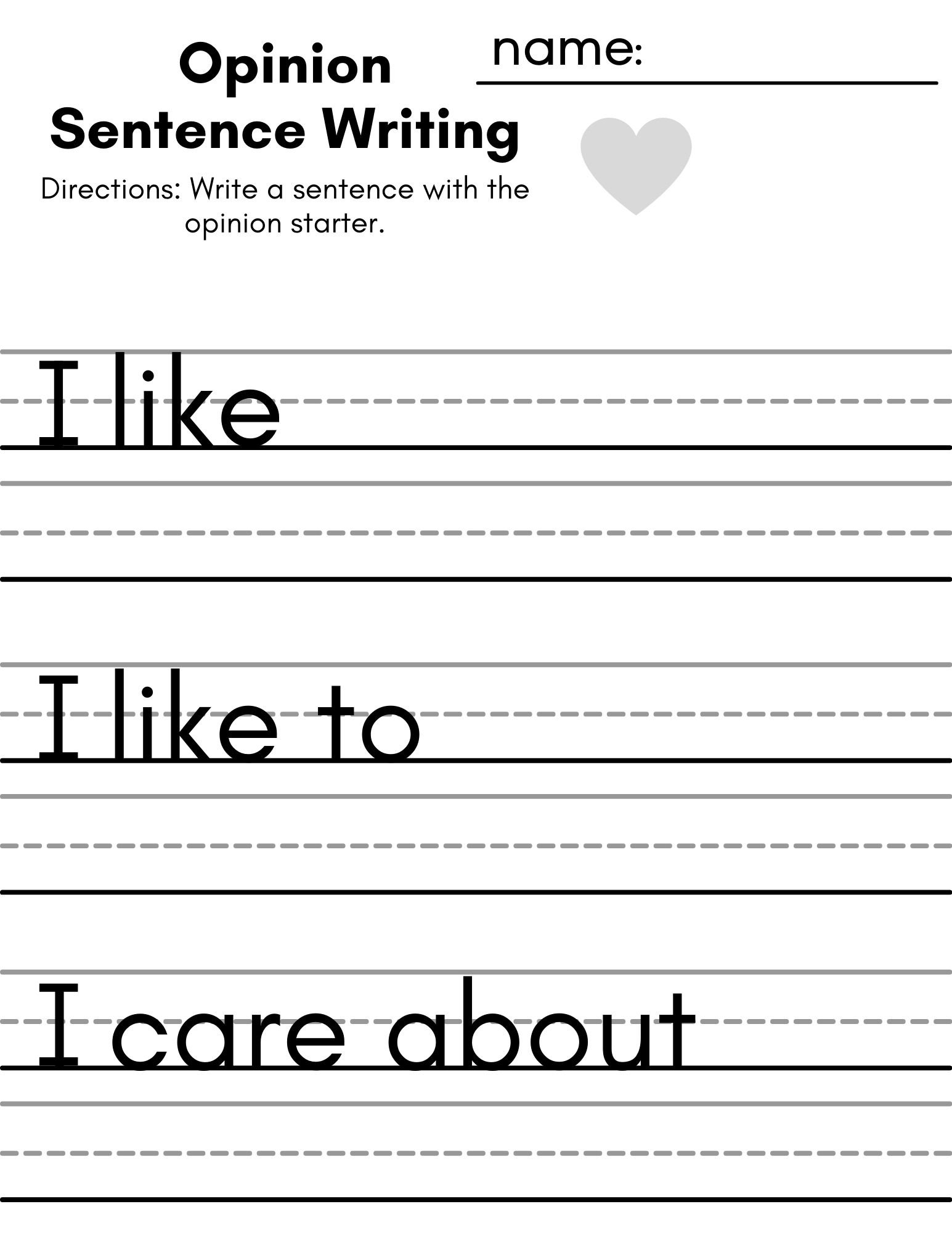 Opinion Sentence Writing Worksheets for Primary Grade ELA Teaching