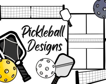 Rainbow Pickleball Clip Art Mega Bundle for Commercial Use - Paddles, Balls, and Nets in Vibrant Colors and Outlines PNG SVG