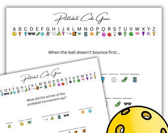 Pickleball Code Game with 3 Pickleball Riddles Printable Pages for Pickleball Party and Camp