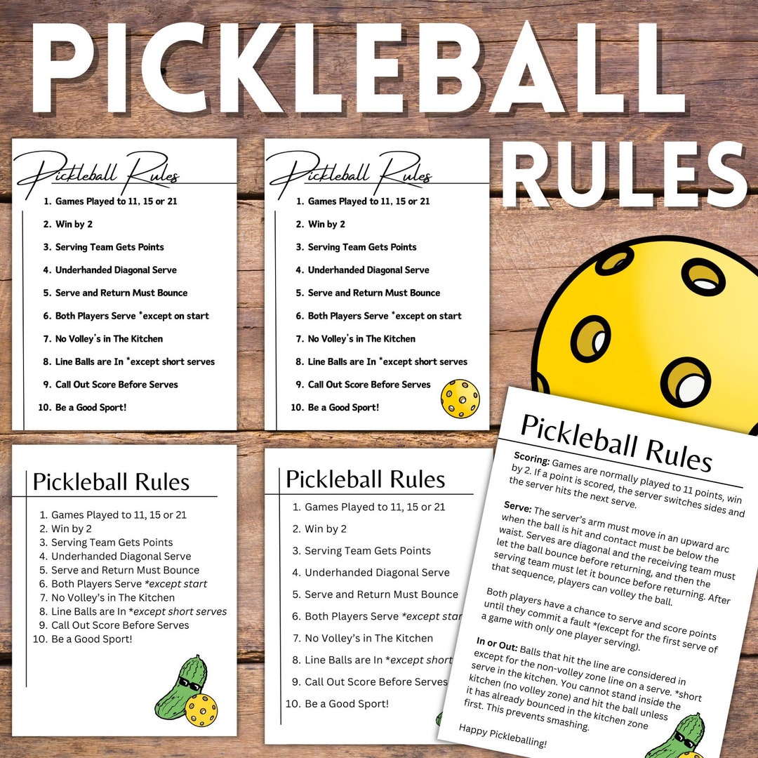 Pickleball Rules With Simple Scoring, Serving and Kitchen Rules Etsy