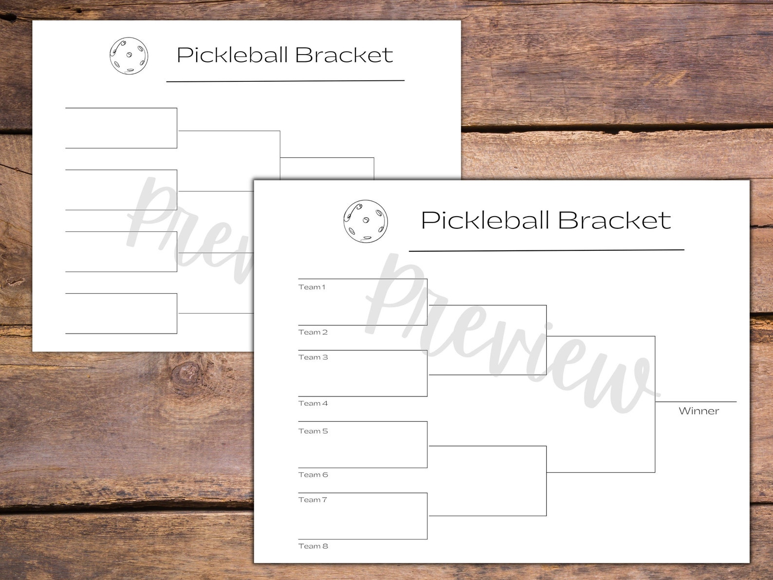 Pickleball Bracket Scoresheet and Award Bundle With Certificate for a