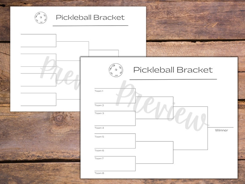 Pickleball Scorecard and Bracket Bundle With Tournament or Game Awards