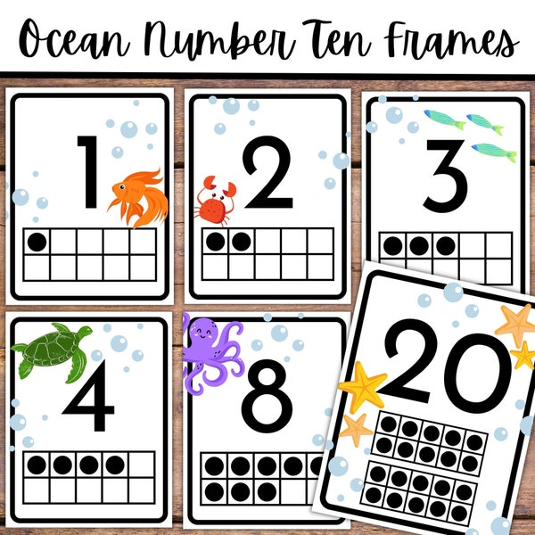 Under the Sea Ocean Classroom Decor Ocean Number Posters with Ten Frame Counting Dots for Teachers Ocean Class Decor
