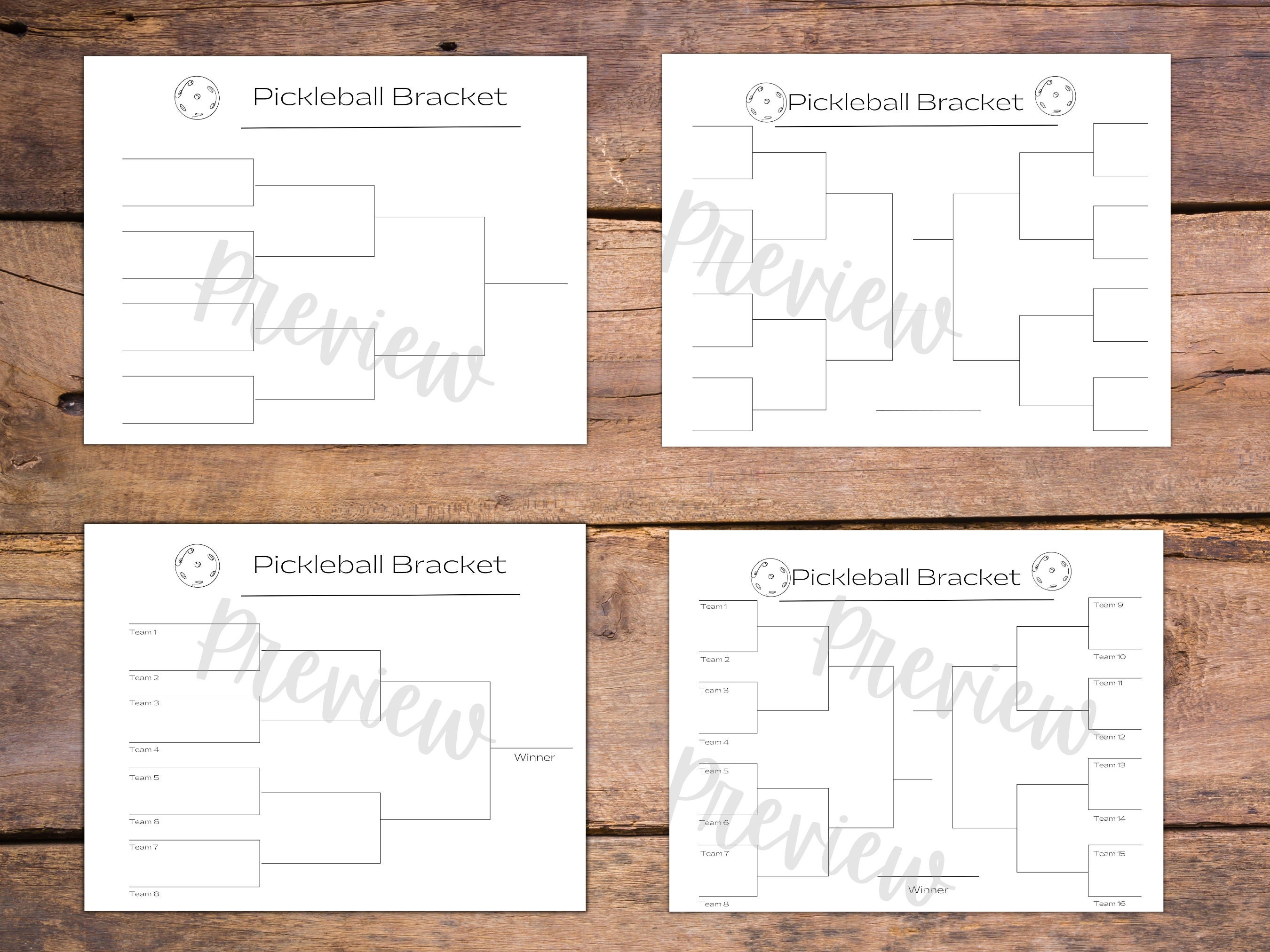 Pickleball Scorecard and Bracket Bundle With Tournament or Etsy Canada