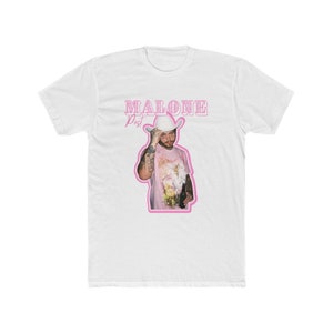 Post Malone Unisex Cotton Crew Tee - Post Malone Cowboy Shirt - Posty Cowboy - Pink Cowboy Post Malone