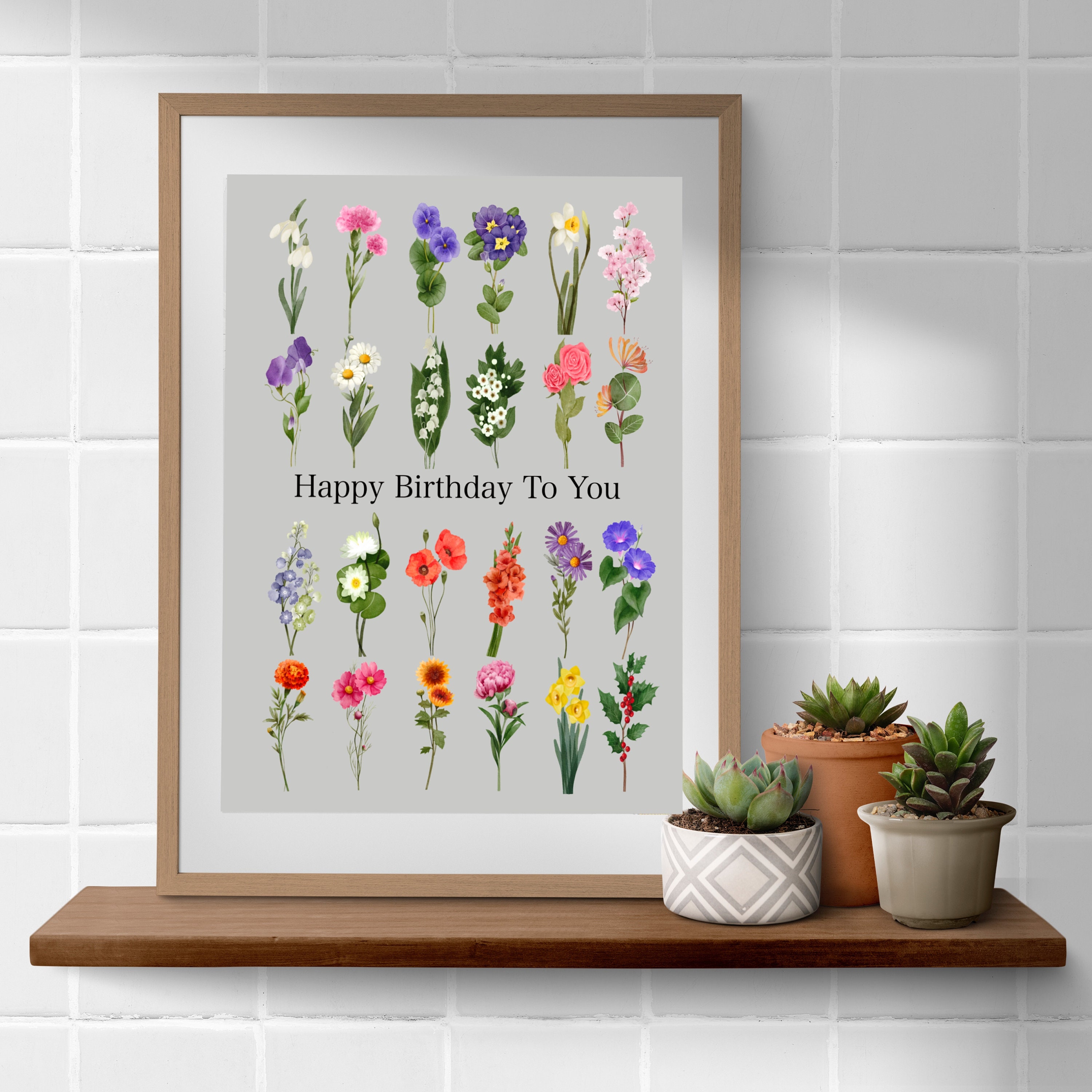 Birth Month Flower Chart Birth Flower Poster Floral Nursery Decor