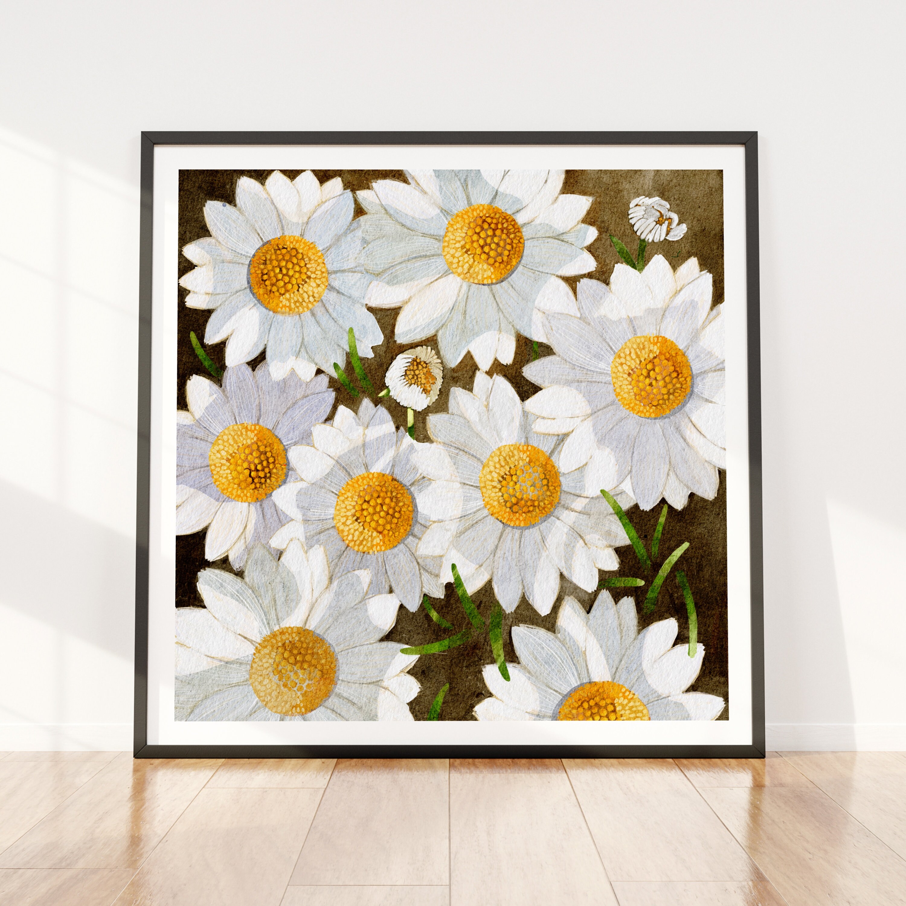 Daisy Birth Flower Wall Art Entryway Flower Prints Wall Decor Living