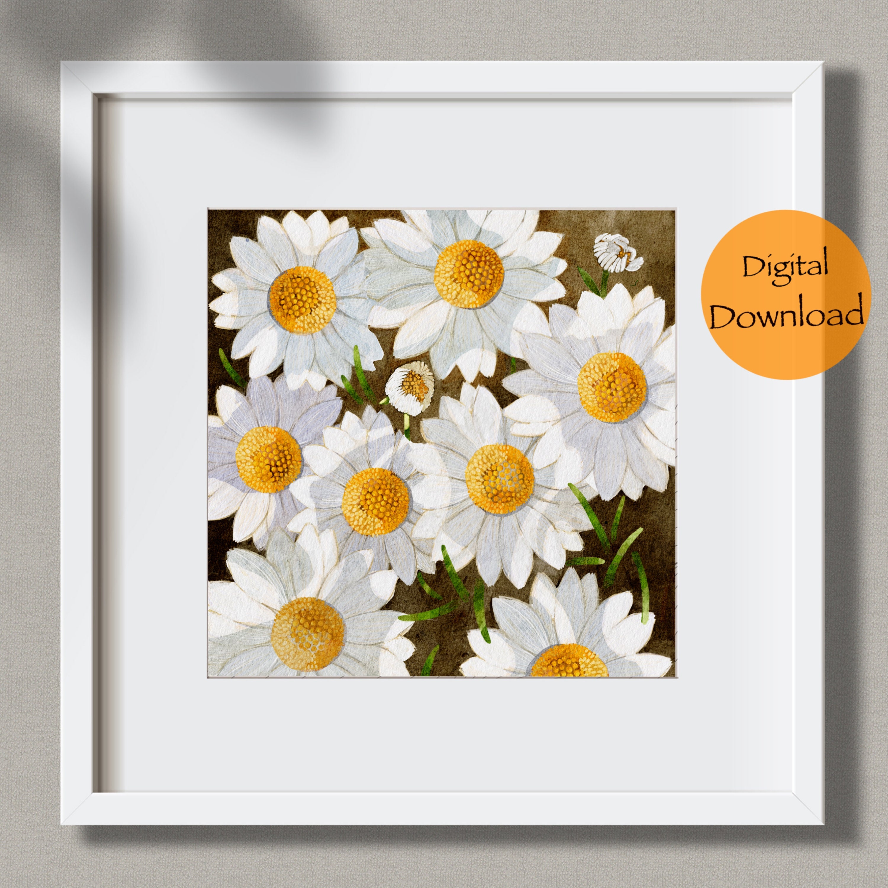 Daisy Birth Flower Wall Art Entryway Flower Prints Wall Decor Living