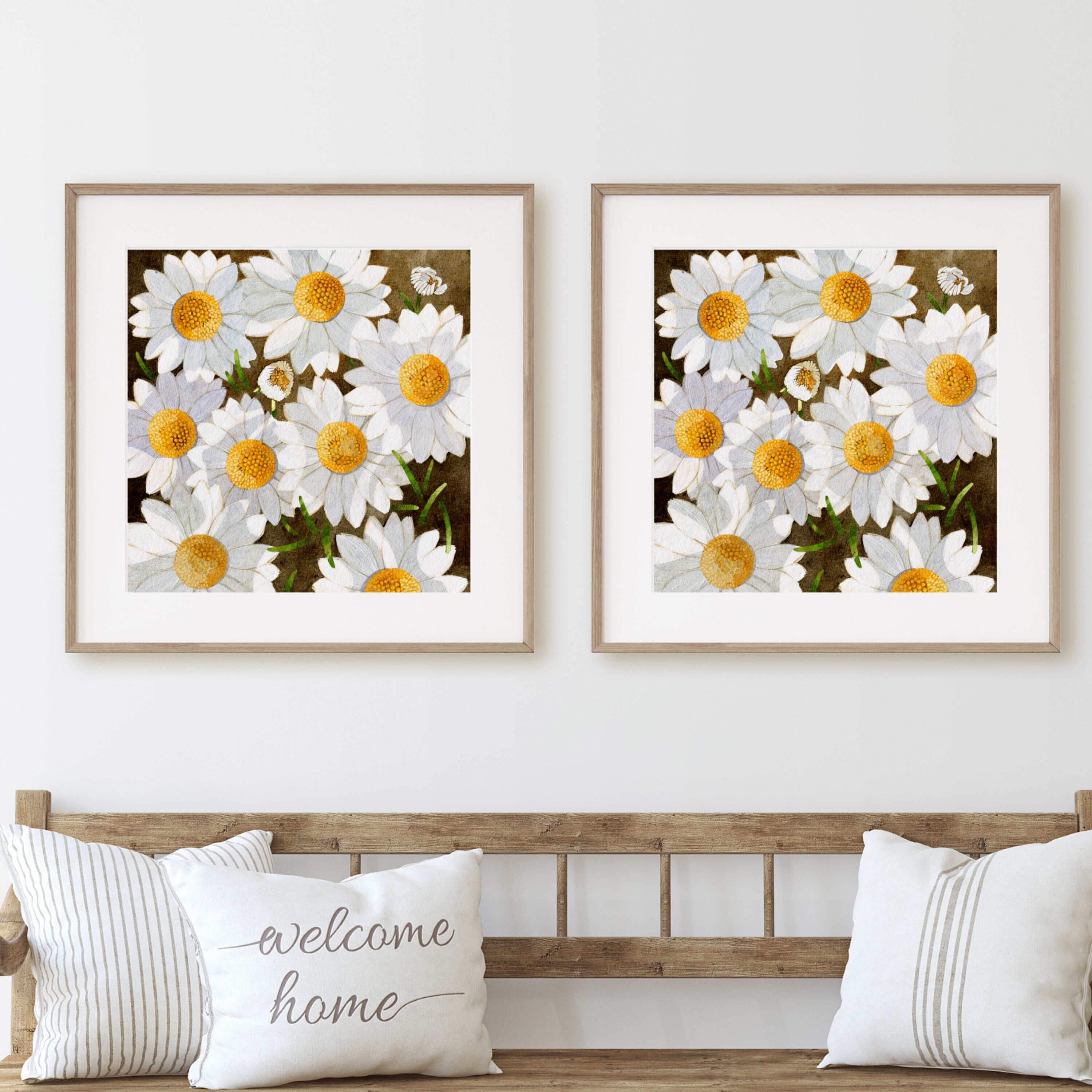 Daisy Birth Flower Wall Art Entryway Flower Prints Wall Decor Living
