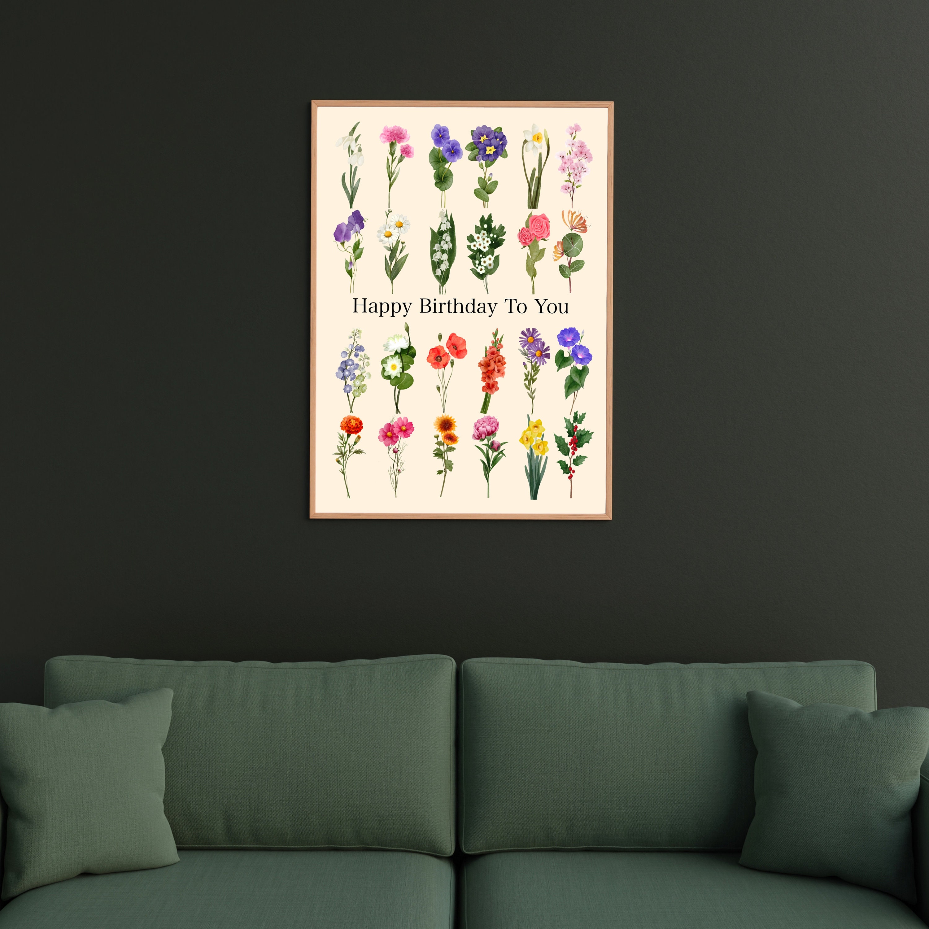 Birth Month Flower Chart Birth Flower Poster Floral Nursery Decor