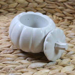Pumpkin trinket jar, concrete pumpkin jar with lid, votive candle holder