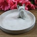 Vide-poches rond en béton avec un bouledogue français, plat à bijoux, fourre-tout, décoration intérieure en béton