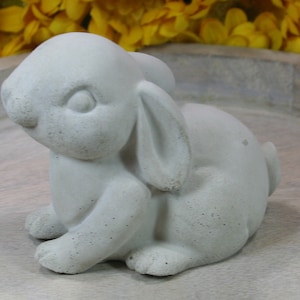 Concrete Bunny Garden Statue: Indoor Outdoor Decor