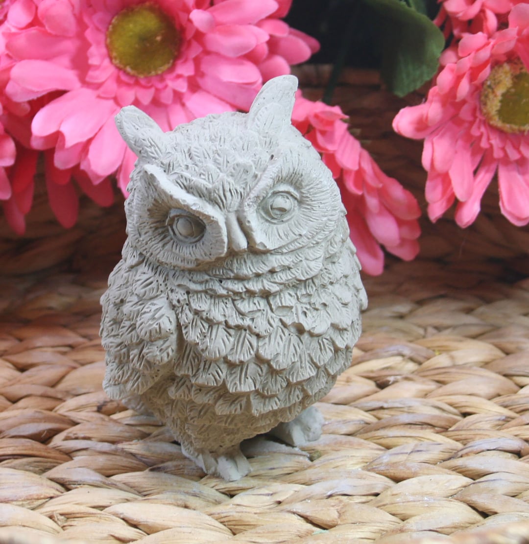 Concrete Owl Garden Statue, Concrete Home Decor, Porch, Patio, Deck, Garden Decor, Cement