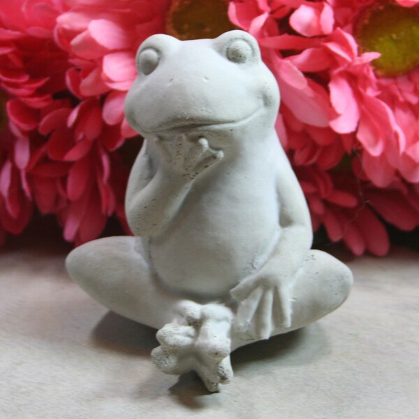 Frog concrete garden statue, home and garden decor, use indoors or outdoors, concrete figurine