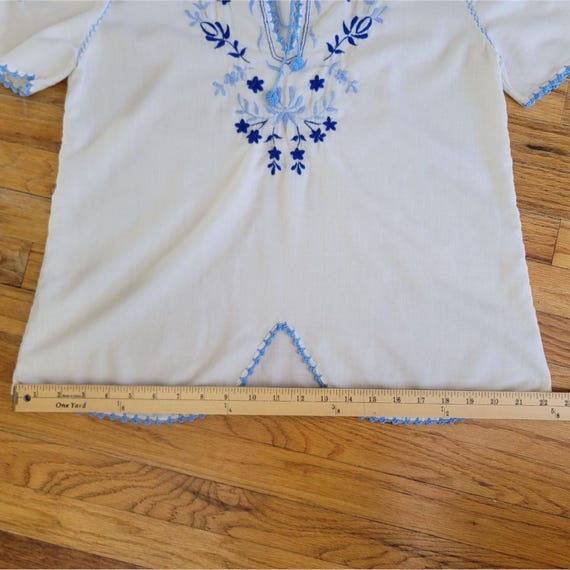 Vintage 1930s Hungarian White & Blue Bohemian Emb… - image 9