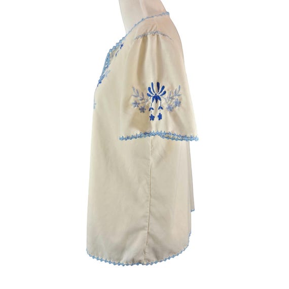 Vintage 1930s Hungarian White & Blue Bohemian Emb… - image 2