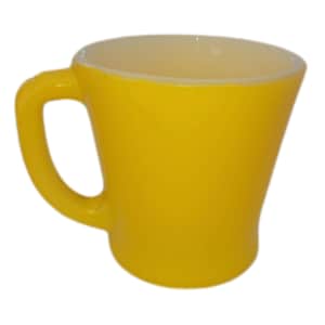 Coffee Cup Mug, D Handle Vintage Fire King Mug, RETRO YELLOW, Mid Century Modern