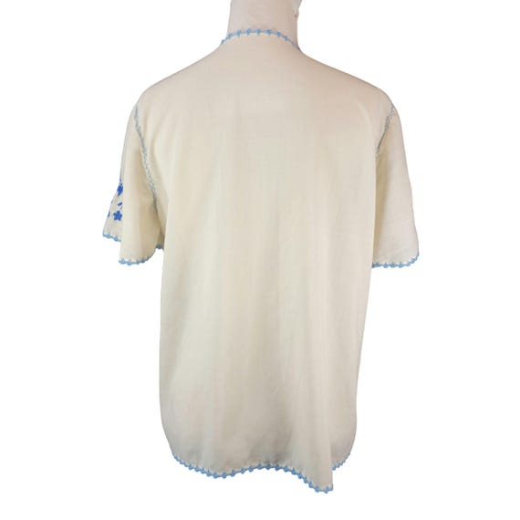 Vintage 1930s Hungarian White & Blue Bohemian Emb… - image 3