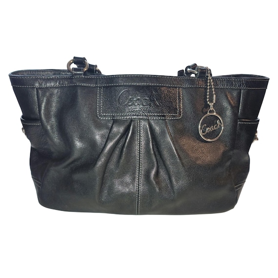 Vintage COACH F13759 Pleated Black Leather East West Gallery