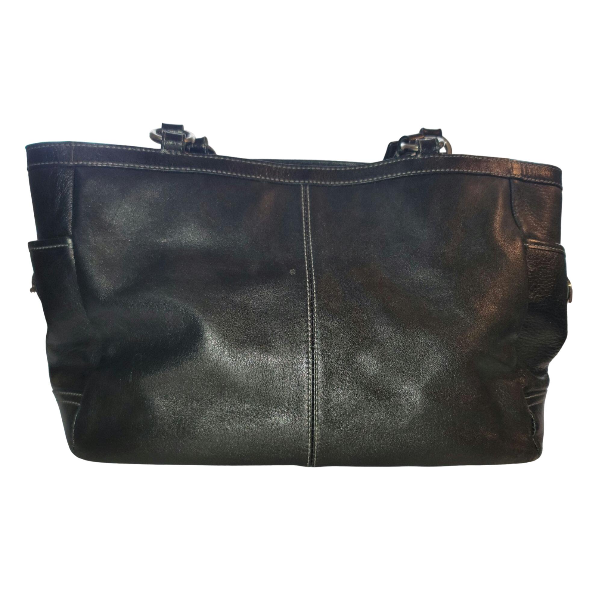 Vintage COACH F13759 Pleated Black Leather East West Gallery