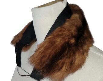 Vintage Handmade Brown Mink Fur Collar Neck Wrap With Lining 18"
