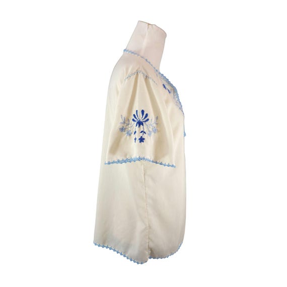 Vintage 1930s Hungarian White & Blue Bohemian Emb… - image 4