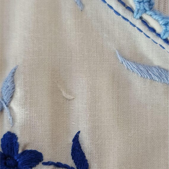 Vintage 1930s Hungarian White & Blue Bohemian Emb… - image 6