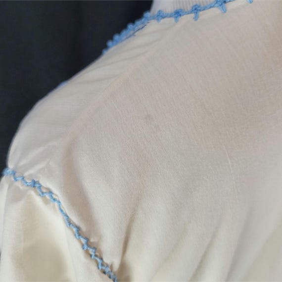 Vintage 1930s Hungarian White & Blue Bohemian Emb… - image 8
