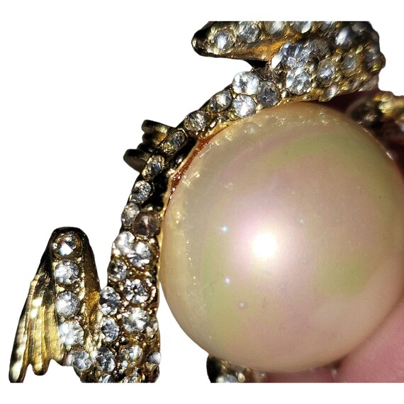 Vintage Kenneth Jay Lane Faux Pearl Pave Crystal … - image 8