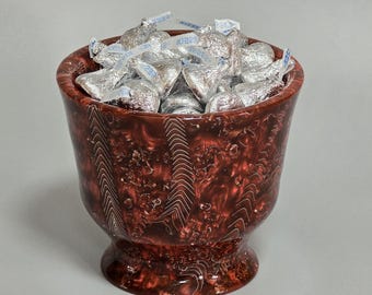 Candy Dish - Lathe Turned using Red Resin with Metal Shavings Embedded -5" Round