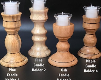 Votive Wood Candle Holder with Glass Cups and Real Candles | Hand Turned in Minnesota
