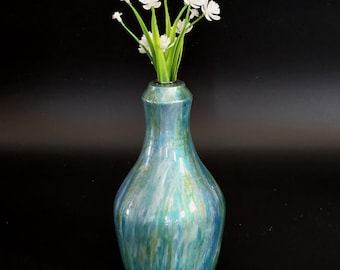 Pine Bud Vase Hand Painted with Epoxy Resin - water tube included