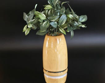 Wooden Vase with Glossy Finish Doubles As Candle Holder - Hand-Made in Minnesota