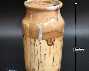 Segmented Wood & Resin Vase - Doubles as a Candle Holder - Hand Made in Minnesota