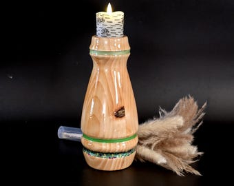 Handcrafted Tall Table Centerpiece Candle Holder - Vase, with Flameless Candle + Water Tube