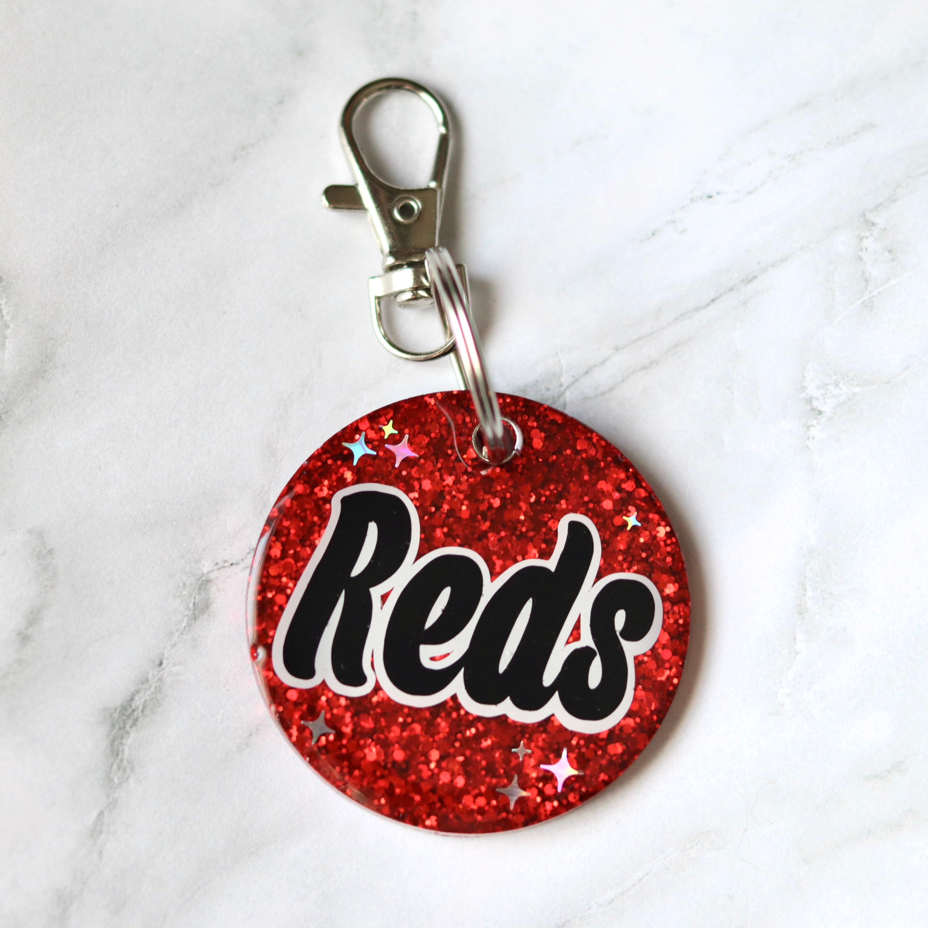 Reds Sparkly Keychain, Baseball, Cincinnati, Ohio, Cincy Made, Handmade  Resin Keychain