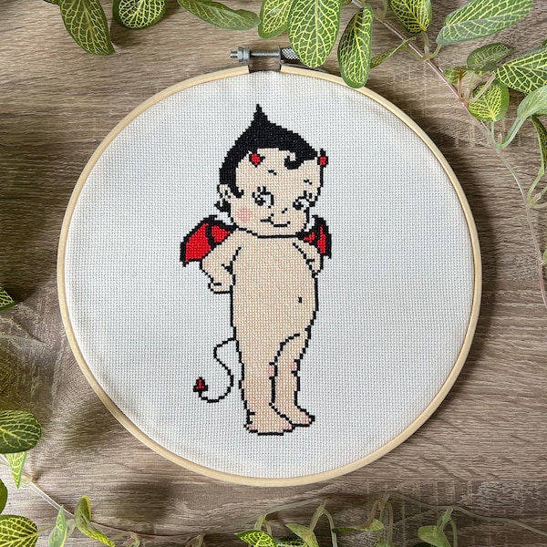 Lil Devil Kewpie Doll PDF Cross Stitch Pattern - Digital Download