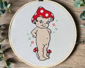 Mushroom Kewpie Doll PDF Cross Stitch Pattern - Digital Download
