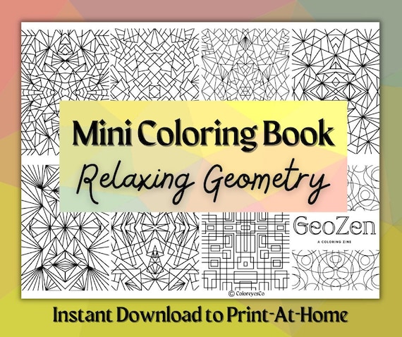 Mini Coloring Book Geozen A Coloring Zine for Adult and Child Coloring,  Geometric, Relaxation, Coloring Page, Print-at-home 