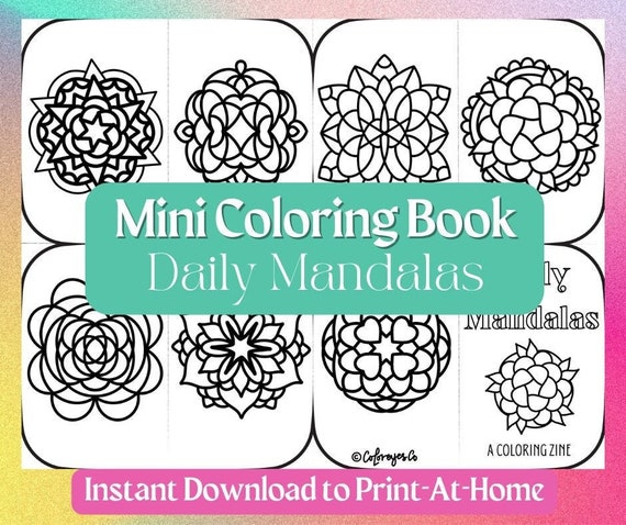 Mini Coloring Book Daily Mandalas for Relaxation, Stress Relief, Classroom,  Travel, Work, Adult Coloring, Kids Coloring 