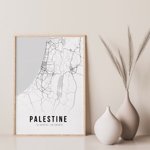 Mappa storica della Palestina stampare la mappa stradale PosterGerusalemme Gaza Mappa della città Arte Nursery Room Wall Office Decor Mappa stampabile