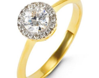 Genuine 10K Yellow Gold Ladies Engagement/Promise Ring