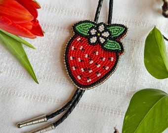 Strawberry bolo tie