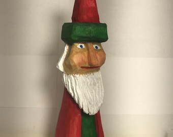 Old World Santa Clause Caricature Figurine & Christmas Table Ornament - One Of A Kind - Hand Carved - Made using Minnesota Basswood