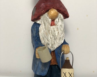 Mountain Hillbilly with Moonshine Jug and Cup - Caricature & Figurine Table Ornament -  One Of a Kind Hand - Carved from Minnesota Basswood